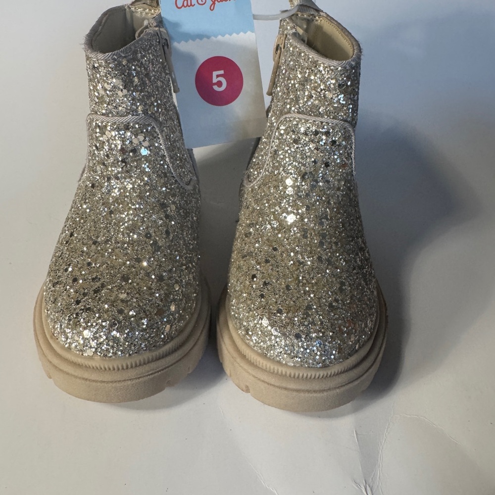 Cat & Jack Sparkly Silver Kids Boots